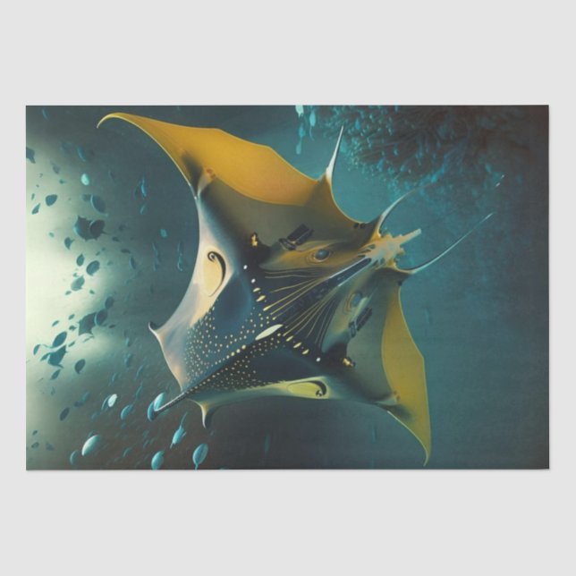 Decoupage Majestic Unterwasser Manta Ray Ozean Seidenpapier (Vorderseite)