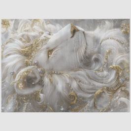 Decoupage Majestic White Lion Gold & Silber Seidenpapier