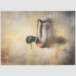 Decoupage Mallard Duck Gemälde Floating on Water Seidenpapier