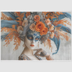 Decoupage Mardi Gras Queen mit Headresse Seidenpapier