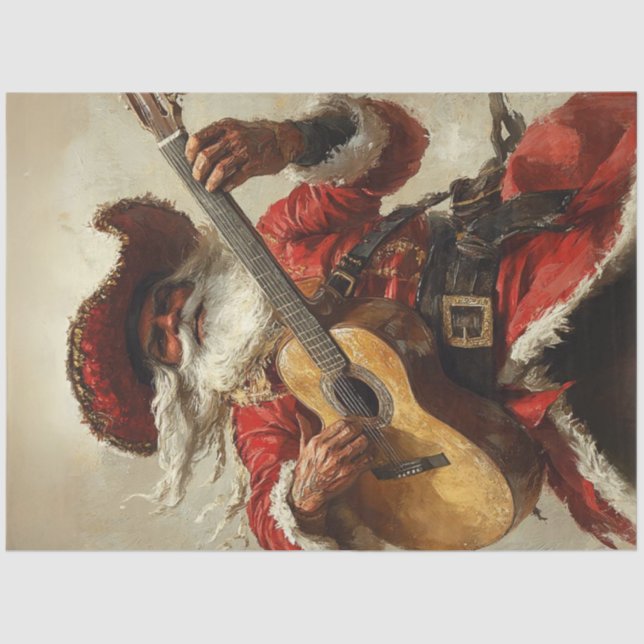 Decoupage Mexican Santa Playing Guitar Seidenpapier (Vorderseite)