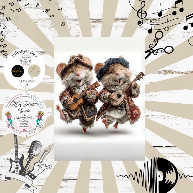 Decoupage Minstrel Mice Fur Feather Funk Band Seidenpapier (Von Creator hochgeladen)
