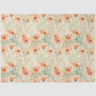 Decoupage mit Wasserfarben-Mohn im Frühlingsmuster Seidenpapier