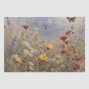 Decoupage mit Wildblumen und Schmetterlingen Seidenpapier