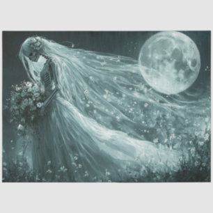 Decoupage Monochrome Skelett Hochzeit Vollmond Seidenpapier