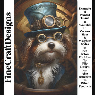 Découpage Mousseline Steampunk Hund Falsche Tinte Seidenpapier