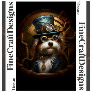 Découpage Mousseline Steampunk Hund Falsche Tinte Seidenpapier