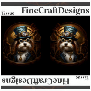 Découpage Mousseline Steampunk Hund Falsche Tinte Seidenpapier