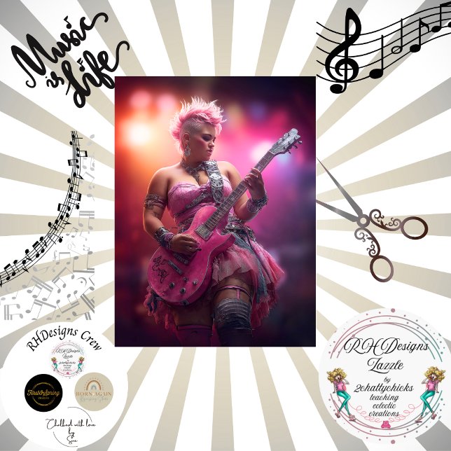 Decoupage Music Punk Rocker Pink Seidenpapier (Von Creator hochgeladen)