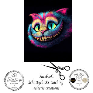 Découpage Neon-Porträt einer grinsenden Katze Seidenpapier