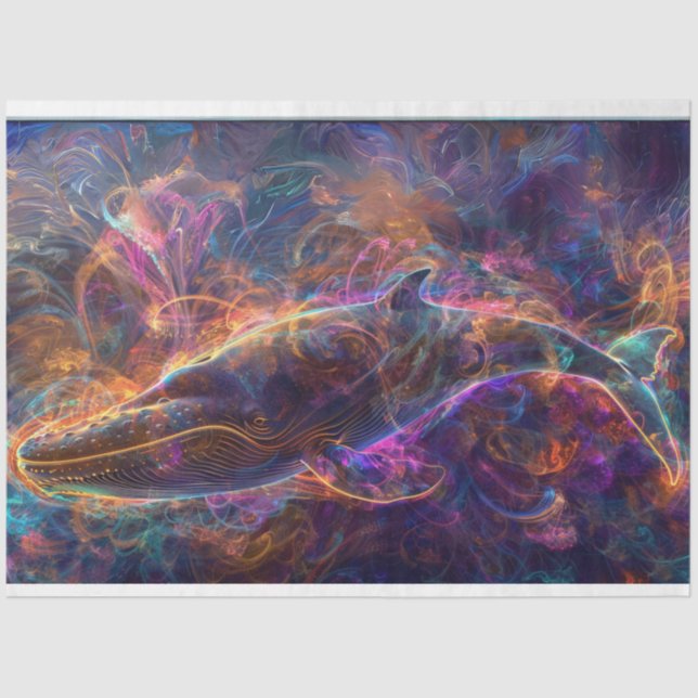 Decoupage Neon Whale Art Seidenpapier (Vorderseite)