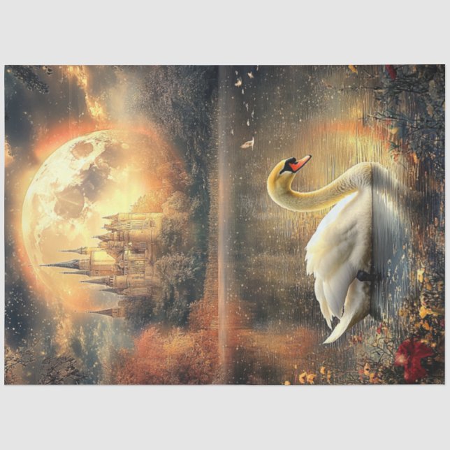 Decoupage Night Scene Moon Castel San Giorgio Seidenpapier (Vorderseite)