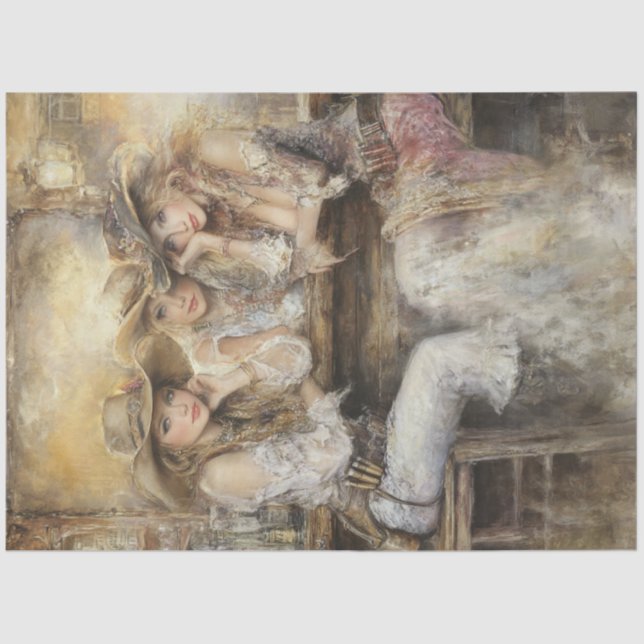 Decoupage Nostalgic Ladys Western Saloon Seidenpapier (Vorderseite)