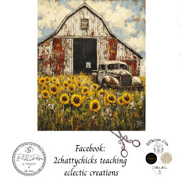 Decoupage Old White Red Barn White Rusty Truck Seidenpapier