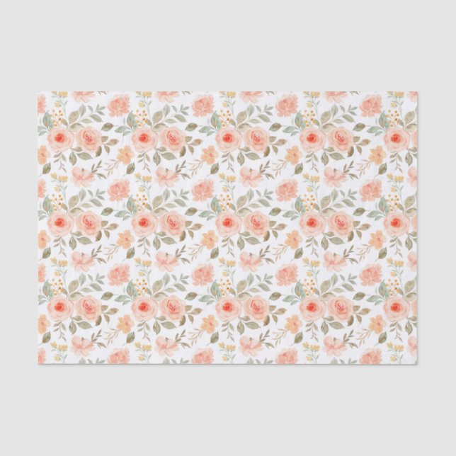Decoupage Orange Peach Floral Blume Seidenpapier (Vorderseite)