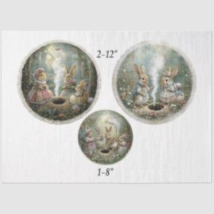Decoupage-Oster-Geschichtenbuch-Wald 12" & 8" Krei Seidenpapier