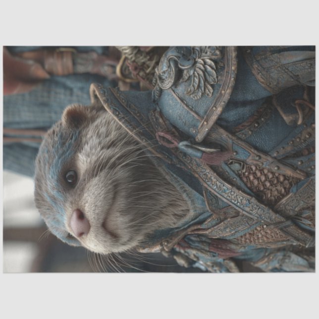 Decoupage Otter Warrior Blue Anzug Seidenpapier (Vorderseite)