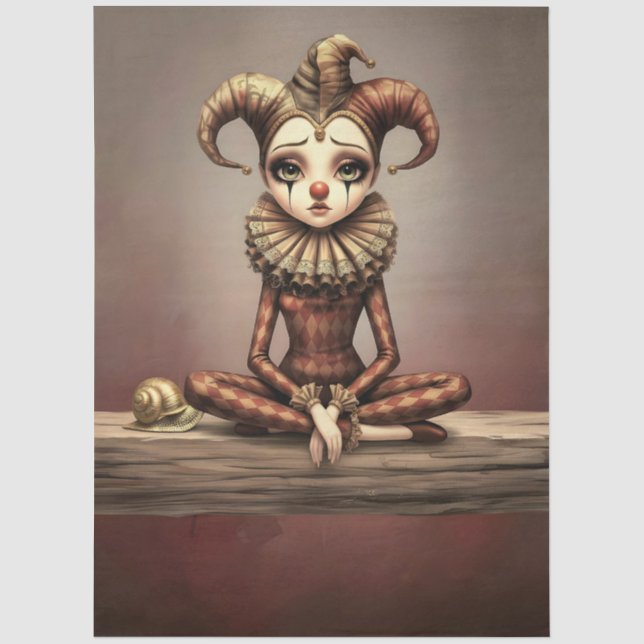 Decoupage Paper Melancholic Clown  Seidenpapier (Vorderseite)
