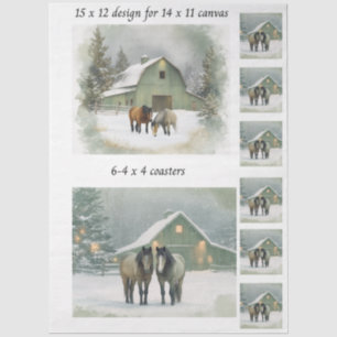 Decoupage passt auf 11x14 Leinwand Winterpferdesze Seidenpapier