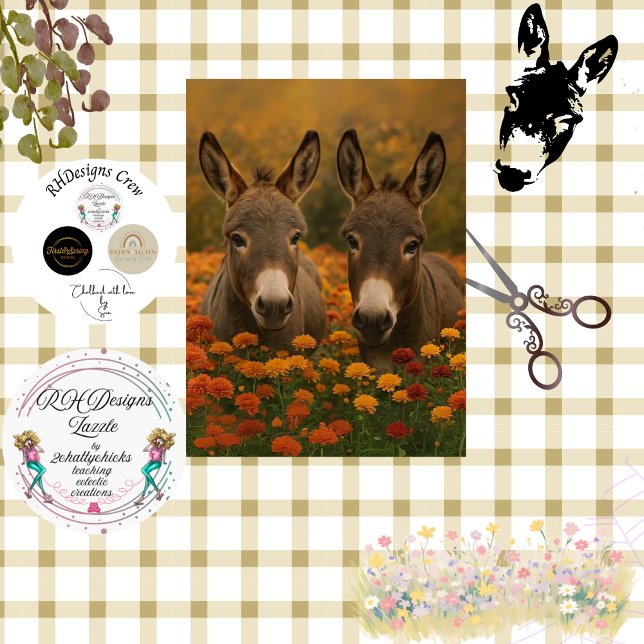 Decoupage Pastoral Donkey Barn Whimsical Szene Seidenpapier (Von Creator hochgeladen)