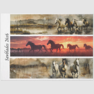 Decoupage-Pferde Handsäge & Schild Designs  Seidenpapier