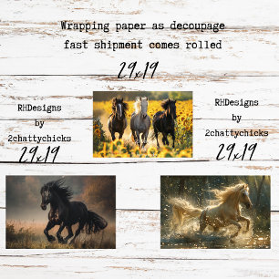 Découpage Pferde im wilden Galopp in der freien Na Geschenkpapier Set