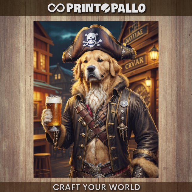 Decoupage - Pirate Golden Retriever & bier - Seidenpapier (Von Creator hochgeladen)