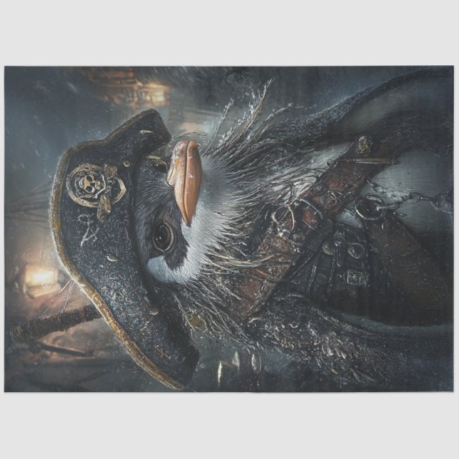 Decoupage Pirate Pinguin auf See Seidenpapier (Vorderseite)