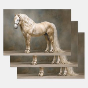 Decoupage-Porträt eines Palomino-Pferdes Geschenkpapier Set
