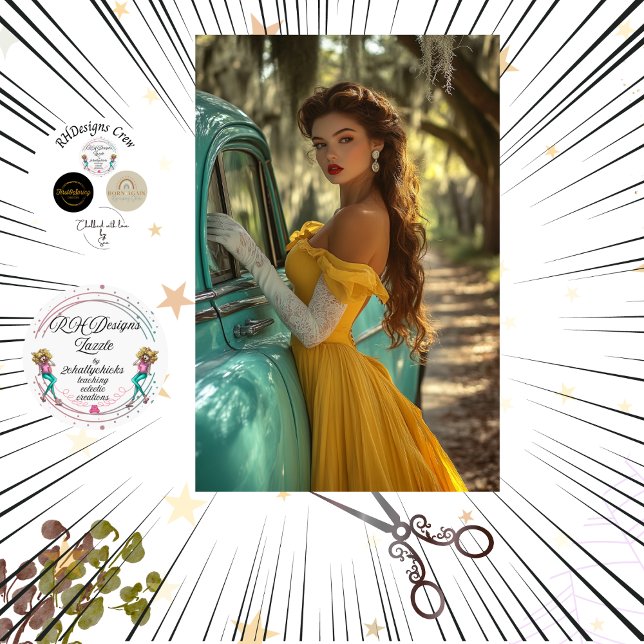 Decoupage Poster Car und modische Lady Foto Seidenpapier (Von Creator hochgeladen)