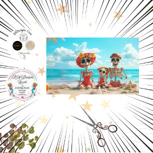 Decoupage Poster Skelton Beach Familie Bridges Seidenpapier