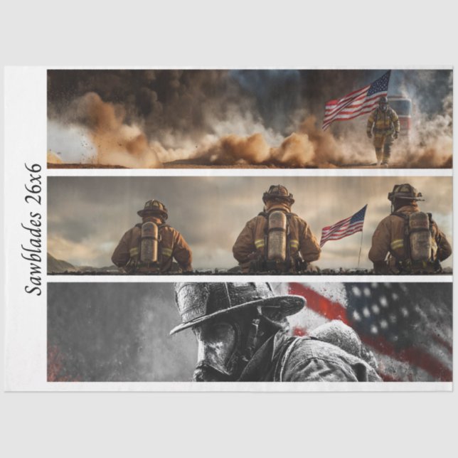 Decoupage Proud Firefighters American Flag  Seidenpapier (Vorderseite)