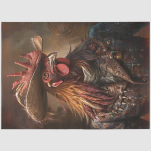Decoupage Proud Rooster Wide Brimmed Hat Jacket Seidenpapier