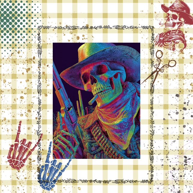 Decoupage Psychedelic Cowboy Skeleton Halloween Seidenpapier (Von Creator hochgeladen)