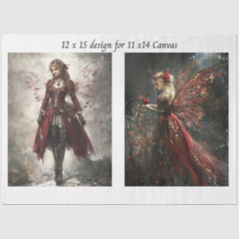 Decoupage Red Faries to fit 11 x 14 Canvas  Seidenpapier