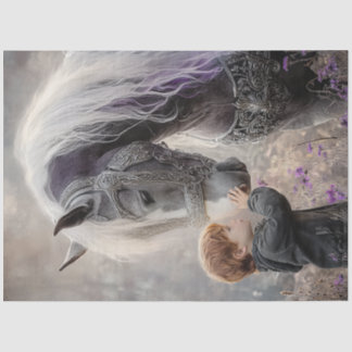 Decoupage Red Headed Boy & Seinem Majestic Horse Seidenpapier