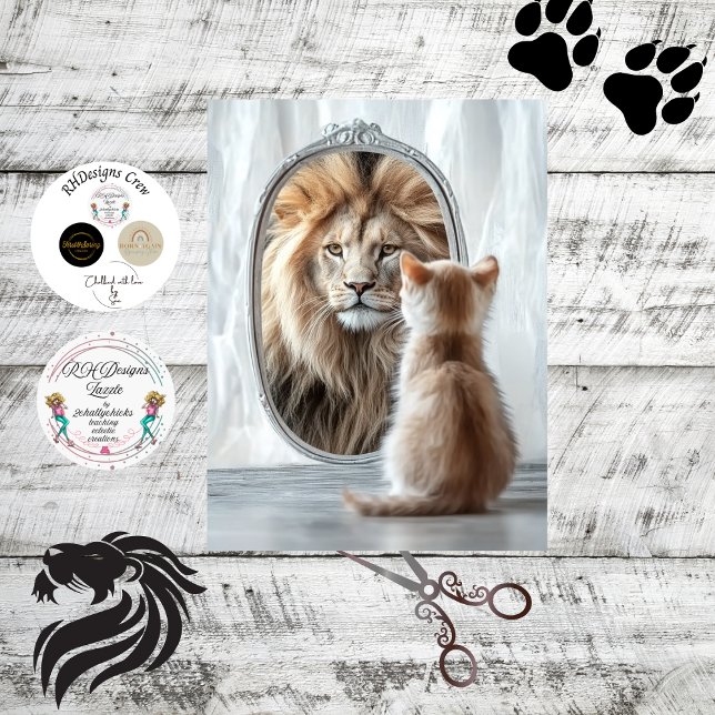 Decoupage Reflection Self of Kitten and Lion  Seidenpapier (Von Creator hochgeladen)