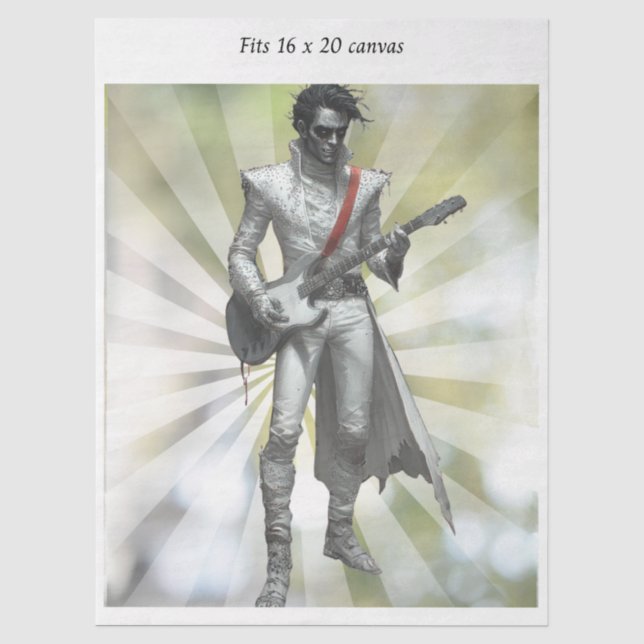 Decoupage Rock N Roll Star Retro 16x20 Canvas Seidenpapier (Vorderseite)