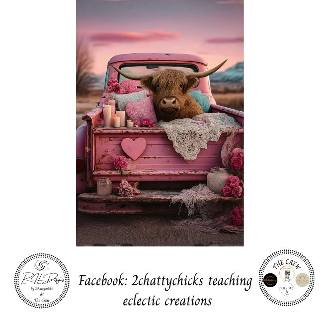 Decoupage Romantic Farmhouse Highland Truck  Seidenpapier (Von Creator hochgeladen)