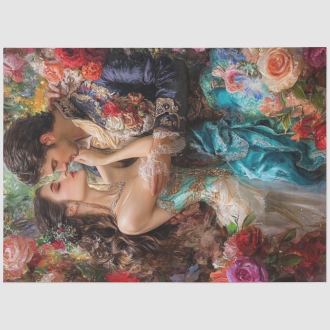 Decoupage Romantic Valentine Couple Embrace Seidenpapier (Vorderseite)