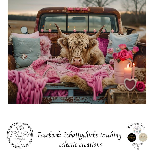 Decoupage Rusti Pink Truck Highland Valentine Seidenpapier (Von Creator hochgeladen)