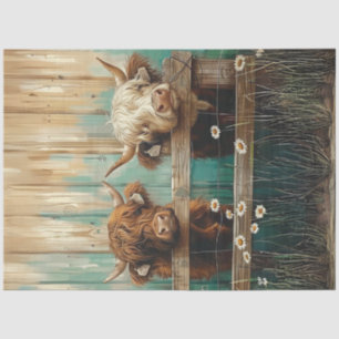 Decoupage Rustic Charm Farmyard Kühe Aquamarin Seidenpapier