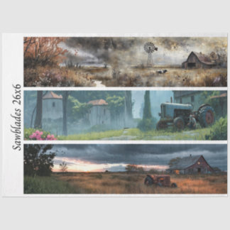Decoupage Rustic Farm Style 26x6 for Handsaws Seidenpapier