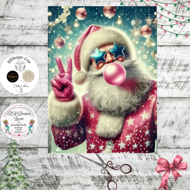 Decoupage Santa Blowing Bubble Gum in Pink  Seidenpapier (Von Creator hochgeladen)