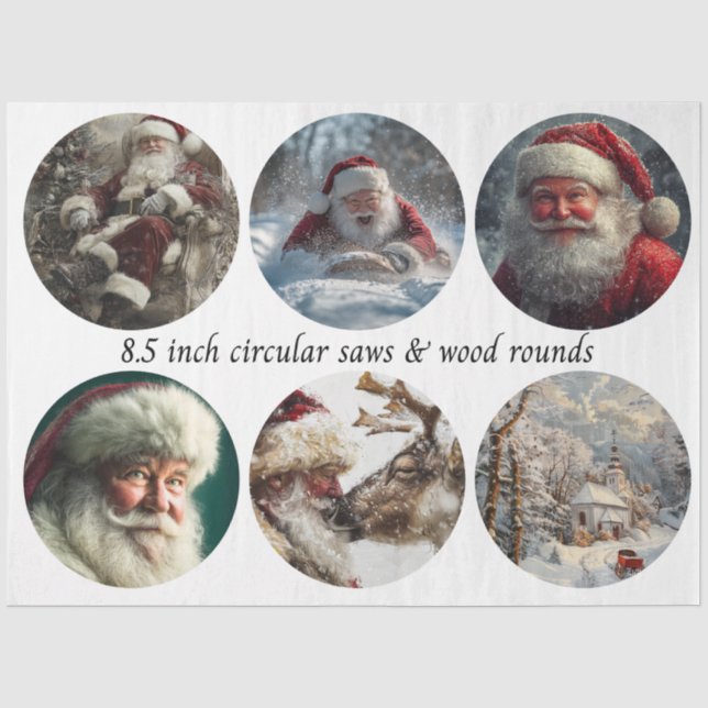 Decoupage Santa Circular Saw Designs 8.5"  Seidenpapier (Vorderseite)