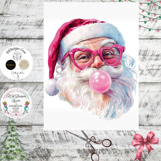 Decoupage Santa Holiday Sass Blowing Bubblegum  Seidenpapier (Von Creator hochgeladen)