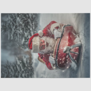 Decoupage Santa Laughing Reiten Schlitten auf dem Seidenpapier