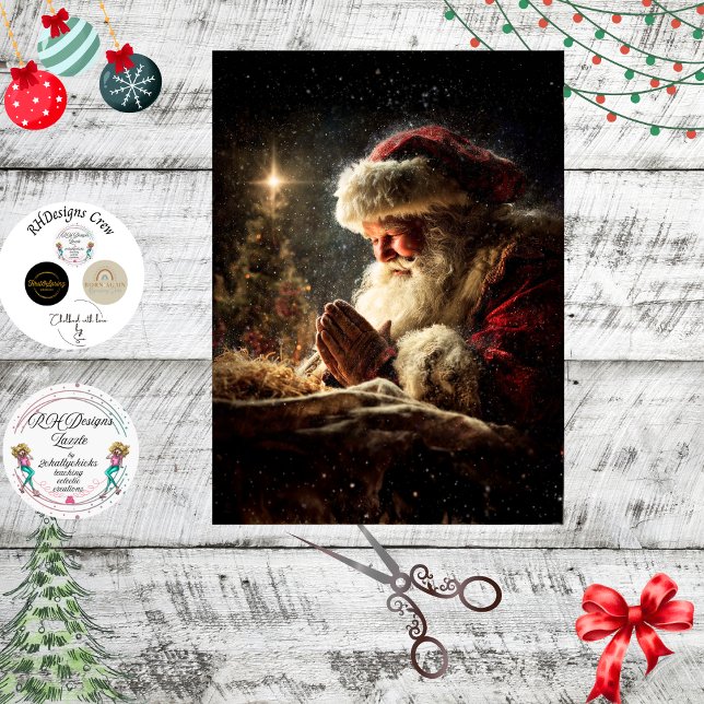 Decoupage Santa Praying True Meaning Christmas Seidenpapier (Von Creator hochgeladen)