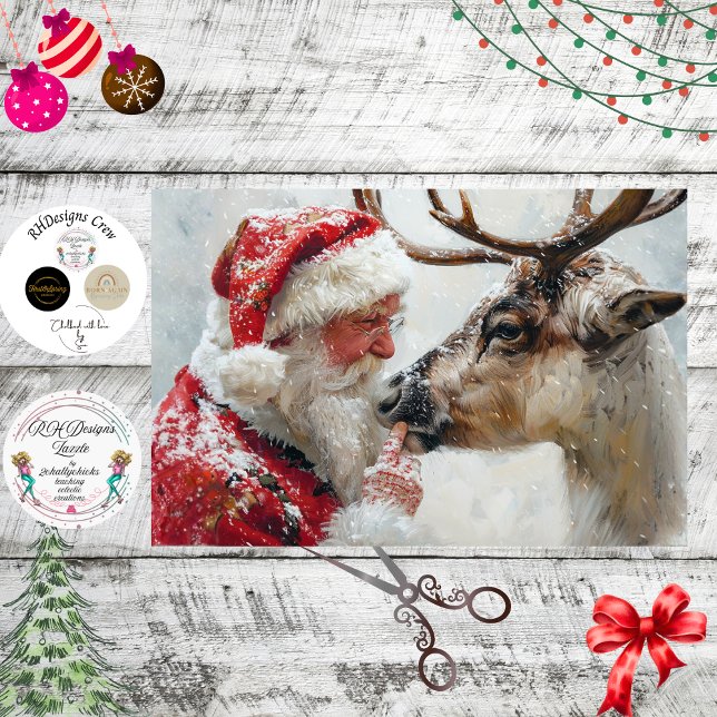 Decoupage Santa Rudolph Landscape North Pole  Seidenpapier (Von Creator hochgeladen)