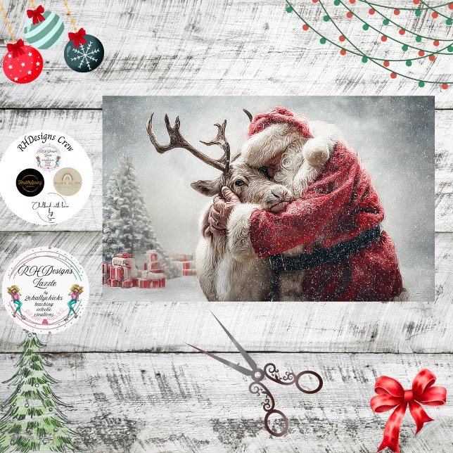 Decoupage Santa & Rudolph Praying Christmas Eve Seidenpapier (Von Creator hochgeladen)